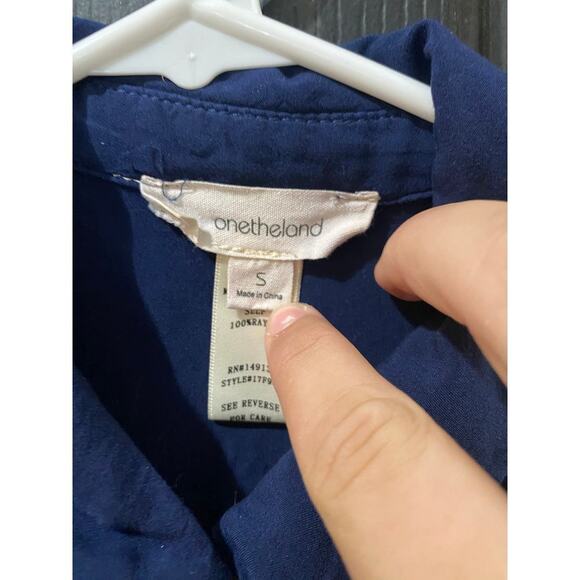 Ontheland Blue White 3/4 Sleeve Button-Down Shirt Dress Size Small - Picture 3 of 4